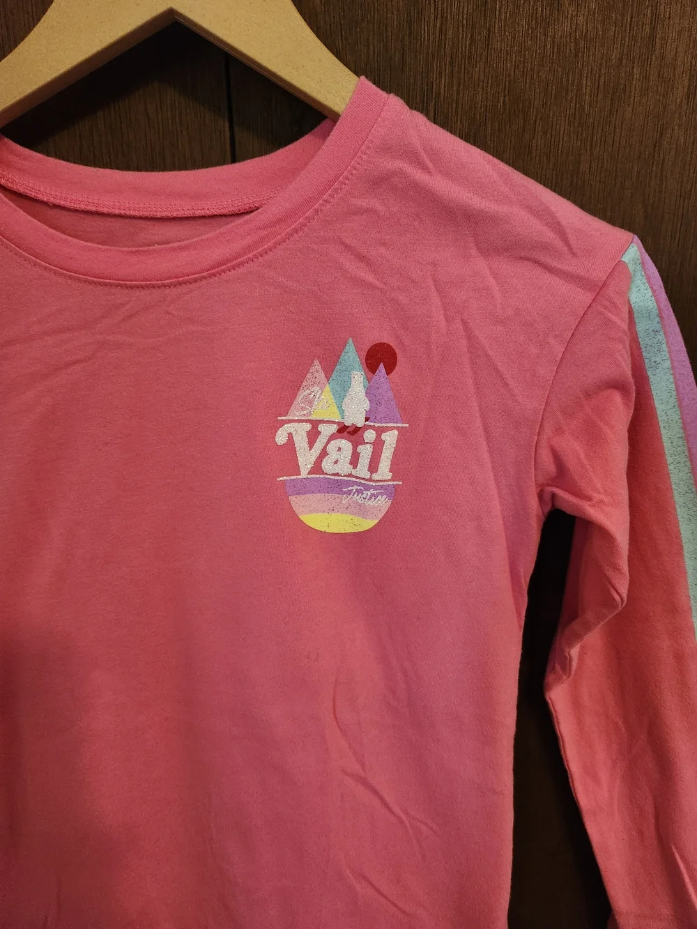 Justice Pink Long Sleeve Tee with Vail Graphic